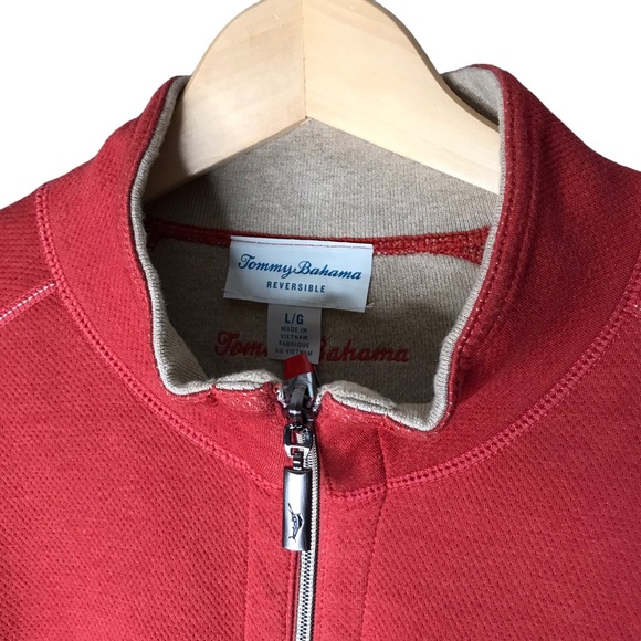 Tommy Bahama Reversible Sweater Pullover Cotton Blend Orange Cream Men’s - Picture 3 of 13